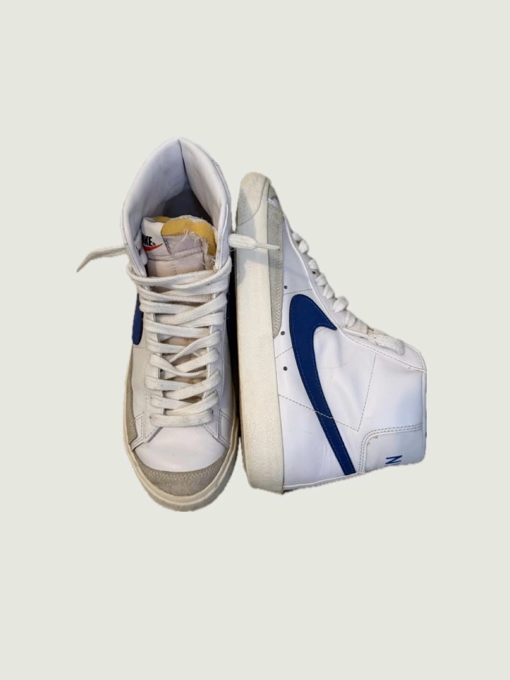 Nike White and Blue High-Top Sneakers